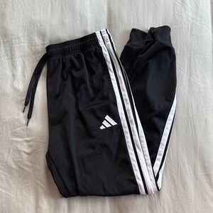 Adidas Kids Black Joggers with White Stripes